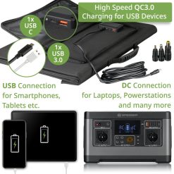 Bresser Chargeur Solaire Portable Bresser 120 Watt Avec Port Usb Et Connecteur D'Alimentation | Alimentation Electrique Mobile