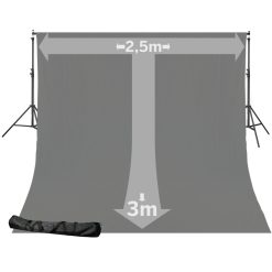 Bresser Support De Fond Portatif Bresser Br-D24 Avec Fond En Tissu 2,5X3M Gris | Systemes De Fonds