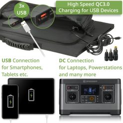 Bresser Chargeur Solaire Portable Bresser 90 Watt Avec Port Usb Et Connecteur D'Alimentation | Alimentation Electrique