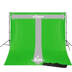 Bresser Bresser Br-D23 Support De Fond De Studio + Fond De Studio En Tissu 3 X 4M Vert Chromakey | Systemes De Fonds