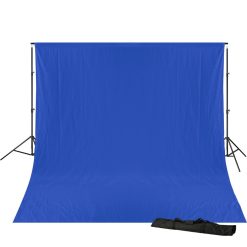 Bresser Bresser Br-D23 Support De Fond De Studio + Fond De Studio En Tissu 3 X 6M Bleu Chromakey | Systemes De Fonds