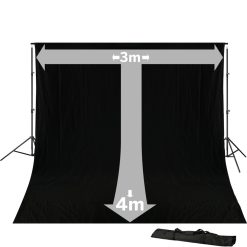 Bresser Bresser Br-D23 Support De Fond De Studio + Fond De Studio En Tissu 3 X 4M Noir | Systemes De Fonds